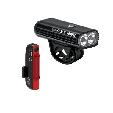 LEZYNE ZESTAW LAMPEK LITE DRIVE 1000XL / STICK PAIR BLACK GLOSS (1-LED-16P-V604) Uni