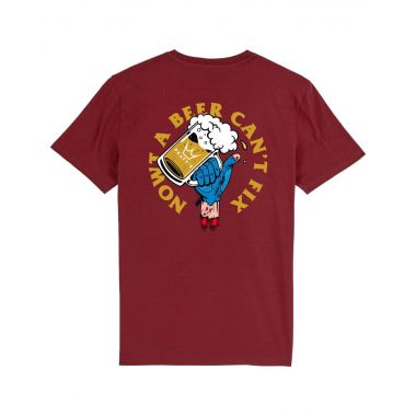 PEATY'S PUBWEAR T-SHIRT - NOWT A BEER / BURGUNDY (PPW-TEE-NWT-BRG)