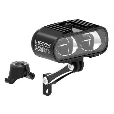 Lampka przednia LEZYNE EBIKE POWER HB STVZO E550 550 lumenów 120 luxów, AUTO DAY/NIGHT SENSOR pod napęd elektryczny, system mocowania X-LOCK, kabel 130cm czarna (NEW)