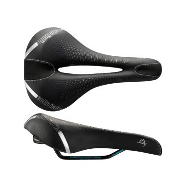 Siodło SELLE ITALIA LADY E-BIKE GEL FLOW S (id match - S2) Manganese Tube 7, fibra-tek - Mokka, 300g czarno-niebieski (DWZ)