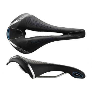 Siodło SELLE ITALIA MAX FLITE E-BIKE TI316 GEL SUPERFLOW L (id match L3), TI 316 Rail, Fibra-Tek - Mokka, 335g, Czarno-niebieskie (WYPRZEDAŻ 45%)