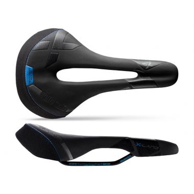 Siodło SELLE ITALIA X-LAND E-BIKE TM SUPERFLOW L (id match - L3) Manganese Tube 7,  fibra-tek- Mokka, 275g czarno-niebieskie (WYPRZEDAŻ 50%)