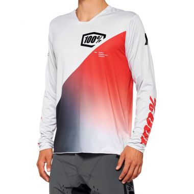 Koszulka męska 100% R-CORE X Jersey długi rękaw grey racer red roz. XL (NEW 2022)