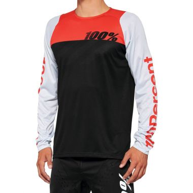 Koszulka męska 100% R-CORE Jersey długi rękaw black racer red roz. XL (NEW 2022)