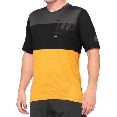 Koszulka męska 100% AIRMATIC Jersey krótki rękaw black mustard roz. S (NEW)