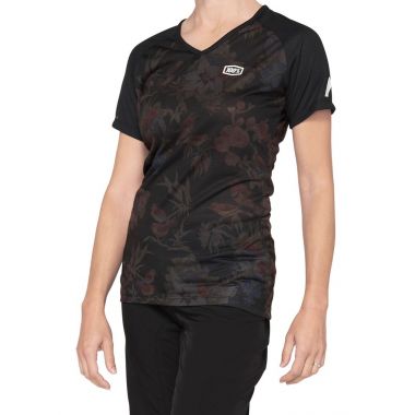 Koszulka damska 100% AIRMATIC Women's Jersey krótki rękaw black floral roz. S (NEW 2021)