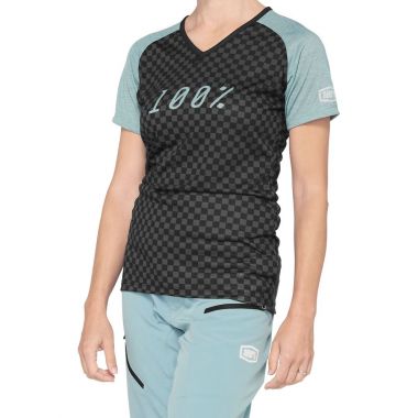 Koszulka damska 100% AIRMATIC Women's Jersey krótki rękaw seafoam checkers roz. S (NEW 2021)