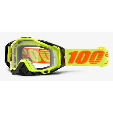 Gogle 100% RACECRAFT ATTACK YELLOW (Szyba Przezroczysta Anti-Fog, LT 88%-92% + 10 Zrywek) (DWZ)