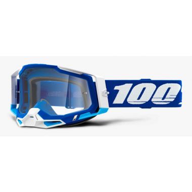 Gogle 100% RACECRAFT 2 BLUE (Szyba Przezroczysta Anti-Fog, LT 88%-92% + 10 Zrywek) (NEW)