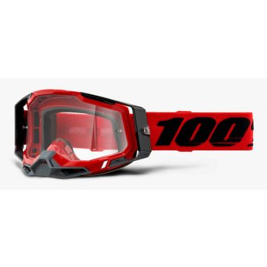 Gogle 100% RACECRAFT 2 RED (Szyba Przezroczysta Anti-Fog, LT 88%-92% + 10 Zrywek) (NEW)