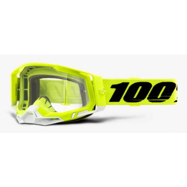 Gogle 100% RACECRAFT 2 YELLOW (Szyba Przezroczysta Anti-Fog, LT 88%-92% + 10 Zrywek) (NEW)