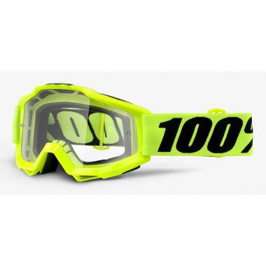 Gogle 100% ACCURI FLUO YELLOW (Szyba Przezroczysta Anti-Fog, LT 88%-92%) (DWZ)