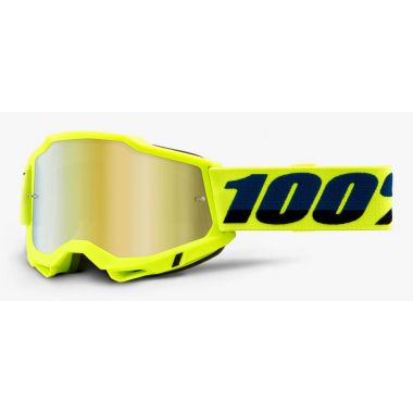 Gogle 100% ACCURI 2 FLUO YELLOW (Szyba Złota Lustrzana Anti-Fog, LT 28%+/-5% + Szyba Przezroczysta Anti-Fog, LT 88%-92%) (NEW)