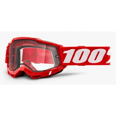 Gogle 100% ACCURI 2 ENDURO MTB RED (Szyba Przezroczysta Podwójna Wentylowana, LT 80%-83%) (NEW)