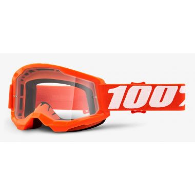 Gogle 100% STRATA 2 ORANGE (Szyba Przezroczysta Anti-Fog, LT 88%-92%) (NEW)