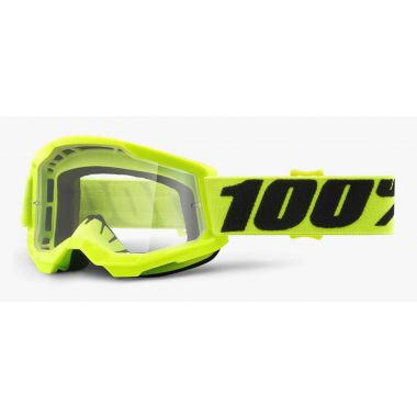 Gogle 100% STRATA 2 JUNIOR FLUO YELLOW (Szyba Przezroczysta Anti-Fog, LT 88%-92%) (NEW)