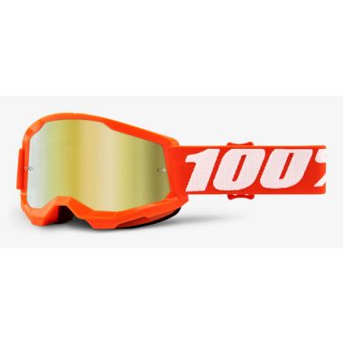 Gogle 100% STRATA 2 JUNIOR ORANGE (Szyba Złota Lustrzana Anti-Fog, LT 28%+/-5%) (NEW)